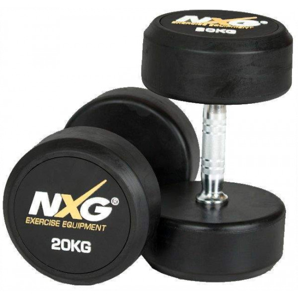 NXG Rubber Dumbbell Pair 20kg by Podium 4 Sport
