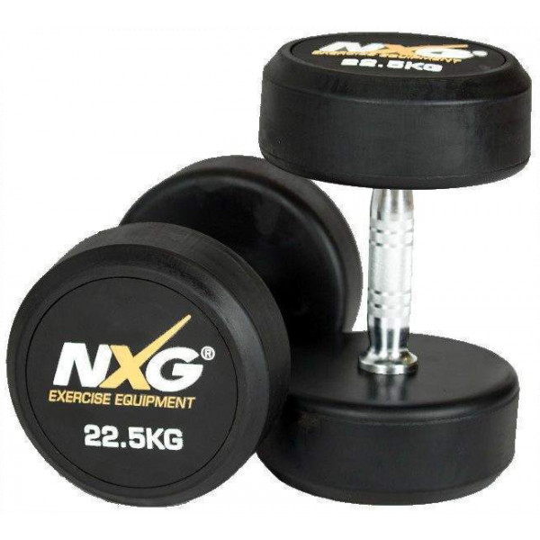 NXG Rubber Dumbbell Pair 22.5kg by Podium 4 Sport