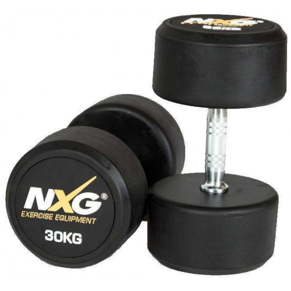 NXG Rubber Dumbbell Pair 30kg by Podium 4 Sport